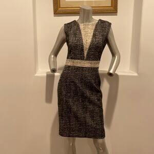 Alberta Anticoli Tweed Sheath Dress Black White Sheath Dress  Size IT 42